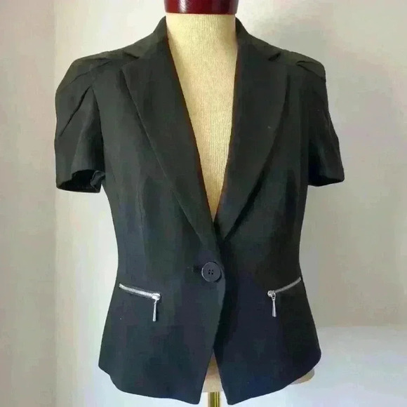 MARKS & SPENCER black short sleeve blazer size 12 UK (8 US  ) - Picture 1 of 8